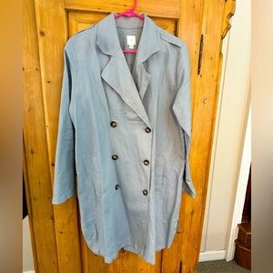 J Jill Lightweight Trench In A Soft Blue-Gray Size Medium But Runs Quite Large